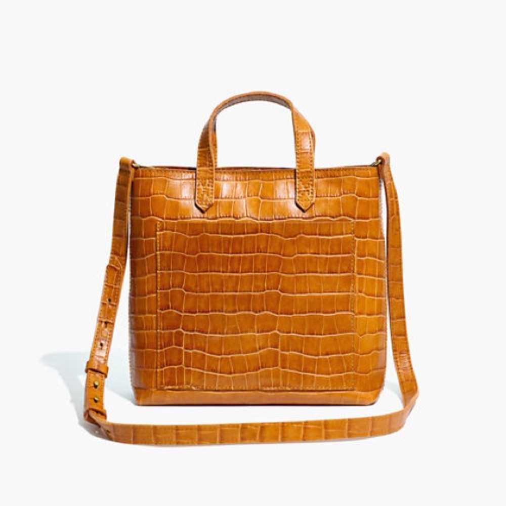 Madewell Zip-Top Transport Crossbody Croc Embossed